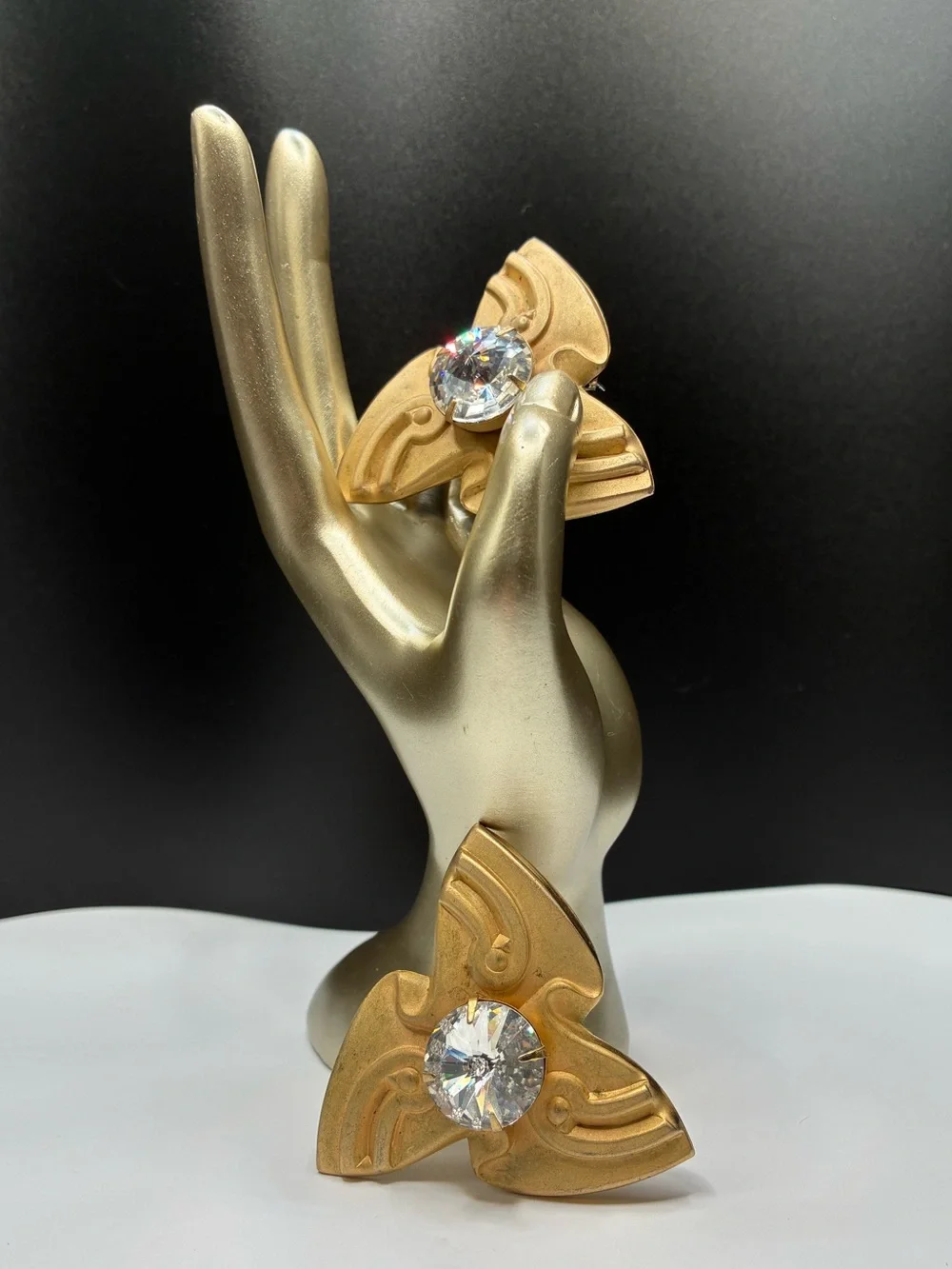 1980’s Gold-Tone Pinwheel Crystal Earrings - Women's Jewelry